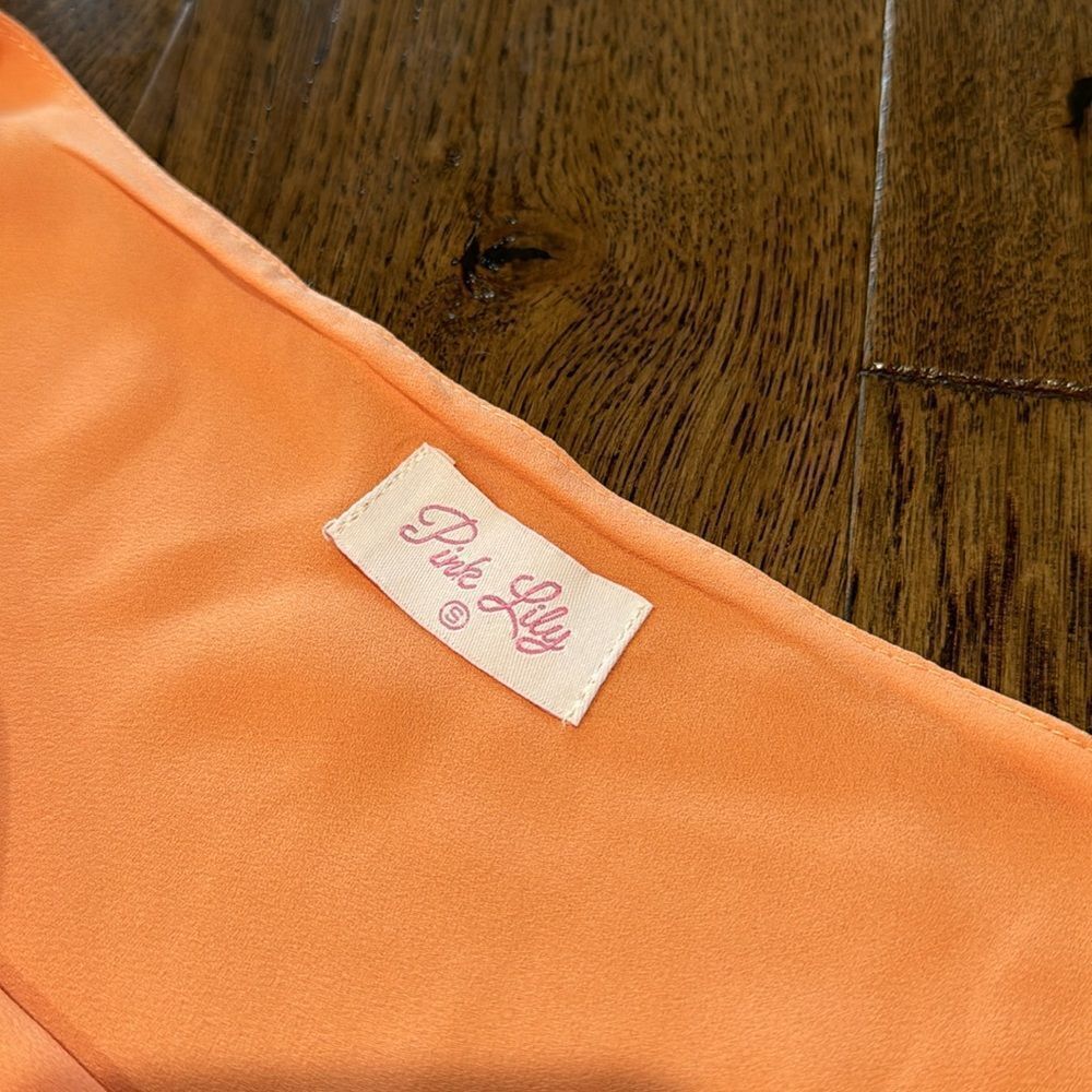 Women’s Pink Lily Asymmetrical Peach Dress Sz S - Picture 2 of 3
